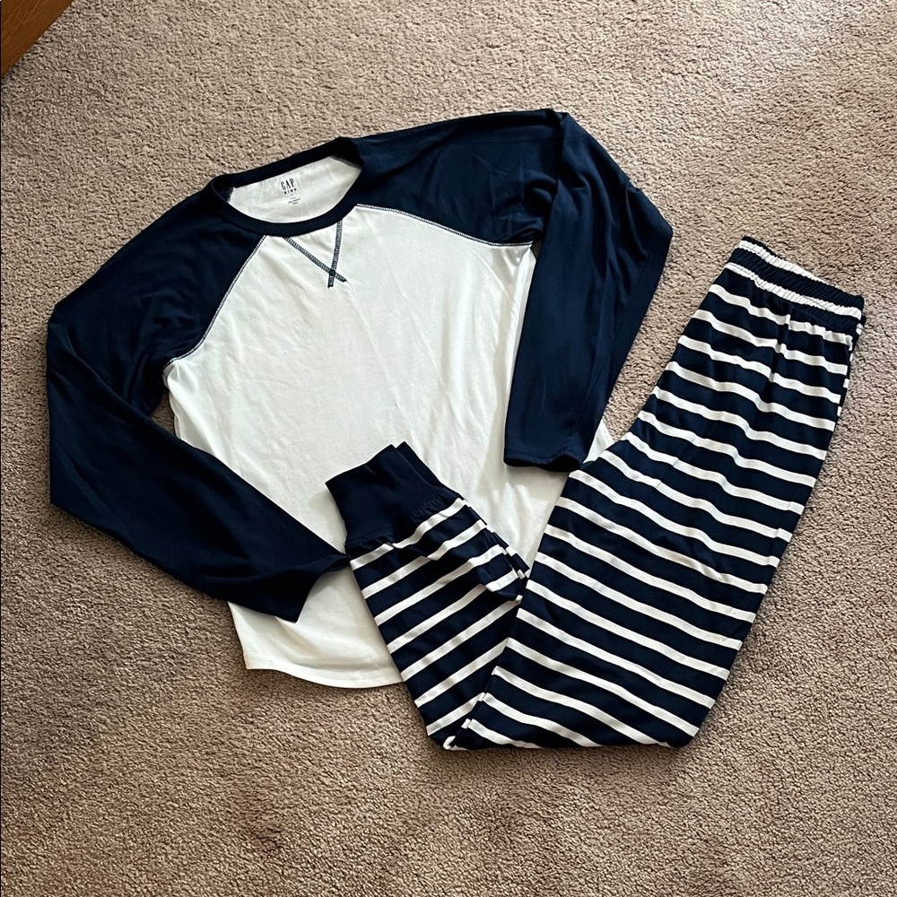 GAP Kids Navy and White Striped Pajama Set